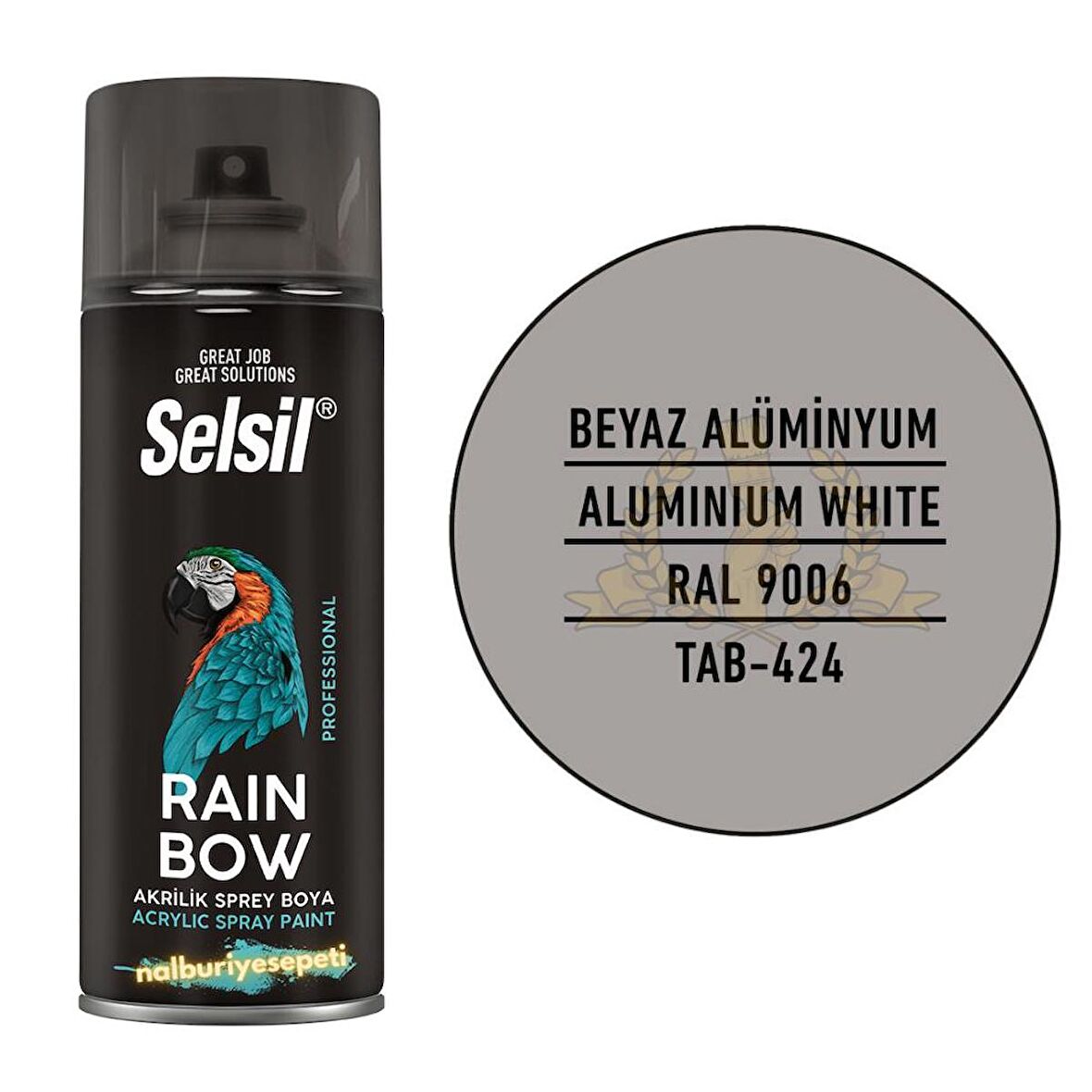 Selsil Rainbow Akrilik Sprey Boya BEYAZ ALÜMİNYUM 400 ml. - RAL9006