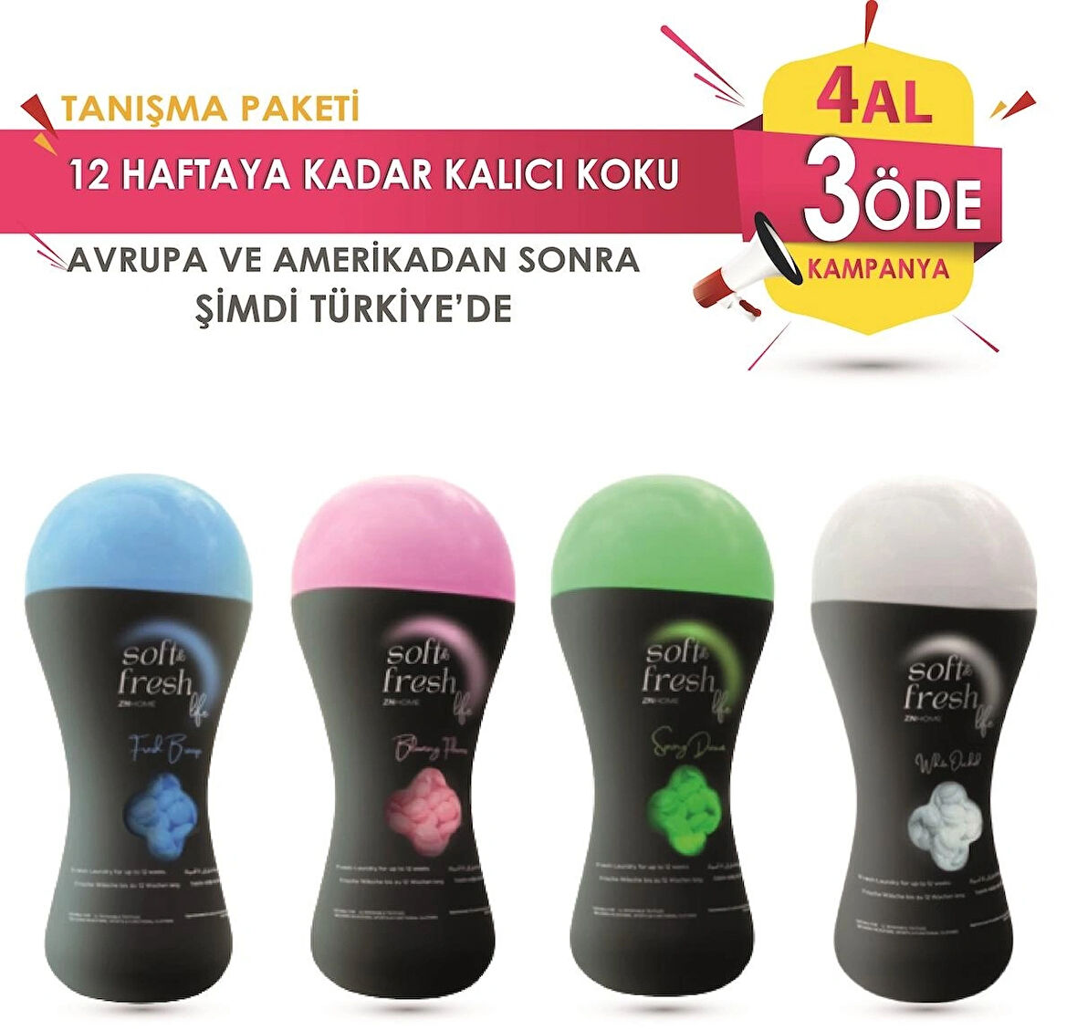 Soft&Fresh Life Granül Çamaşır Parfümü & Boncuk Yumuşatıcı 4 AL 3 ÖDE