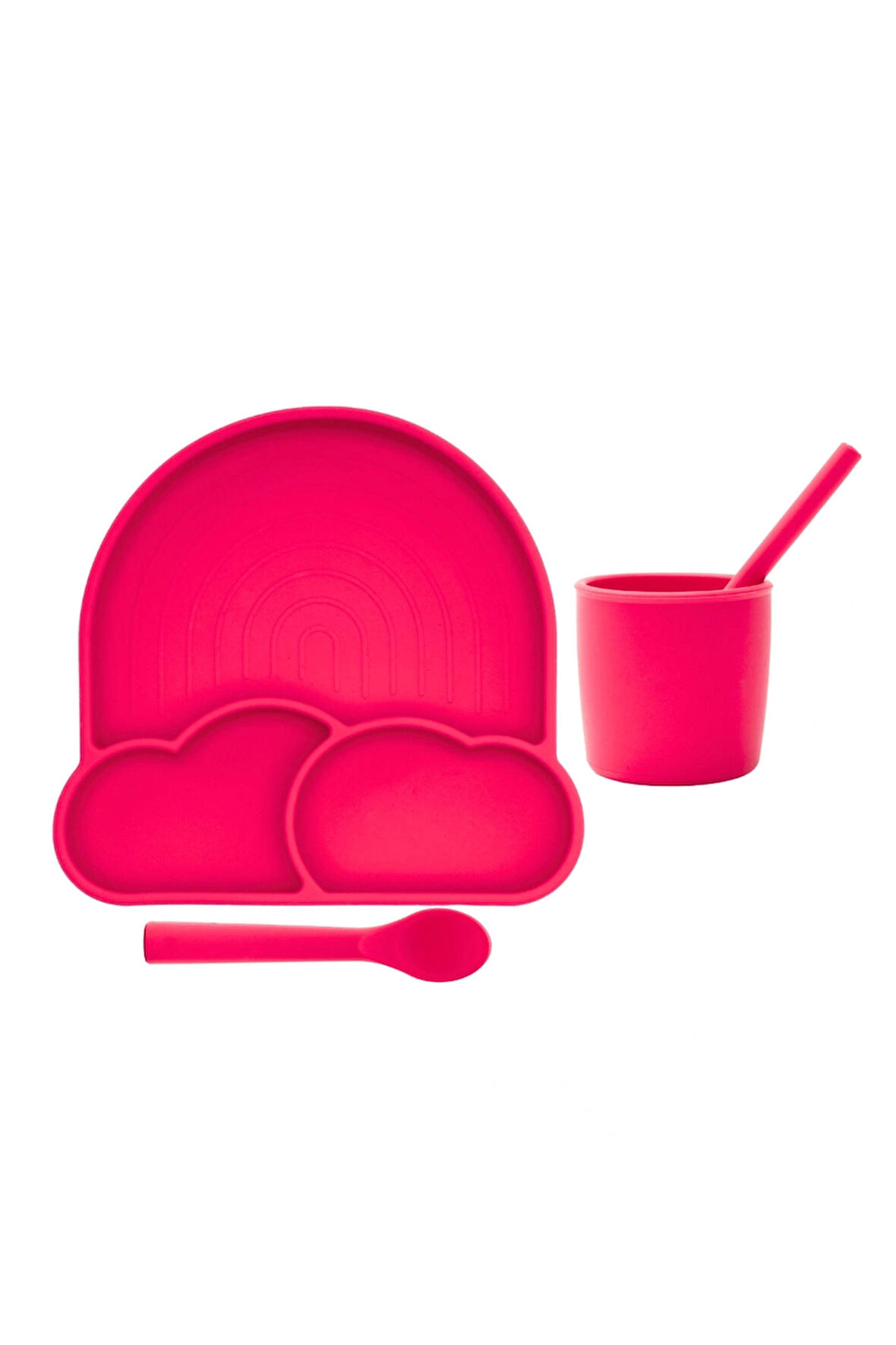 BABYCHEFS %100 PREMIUM SİLİKON 4'LÜ MAMA SETİ VAKUM SİSTEMLİ PEMBE