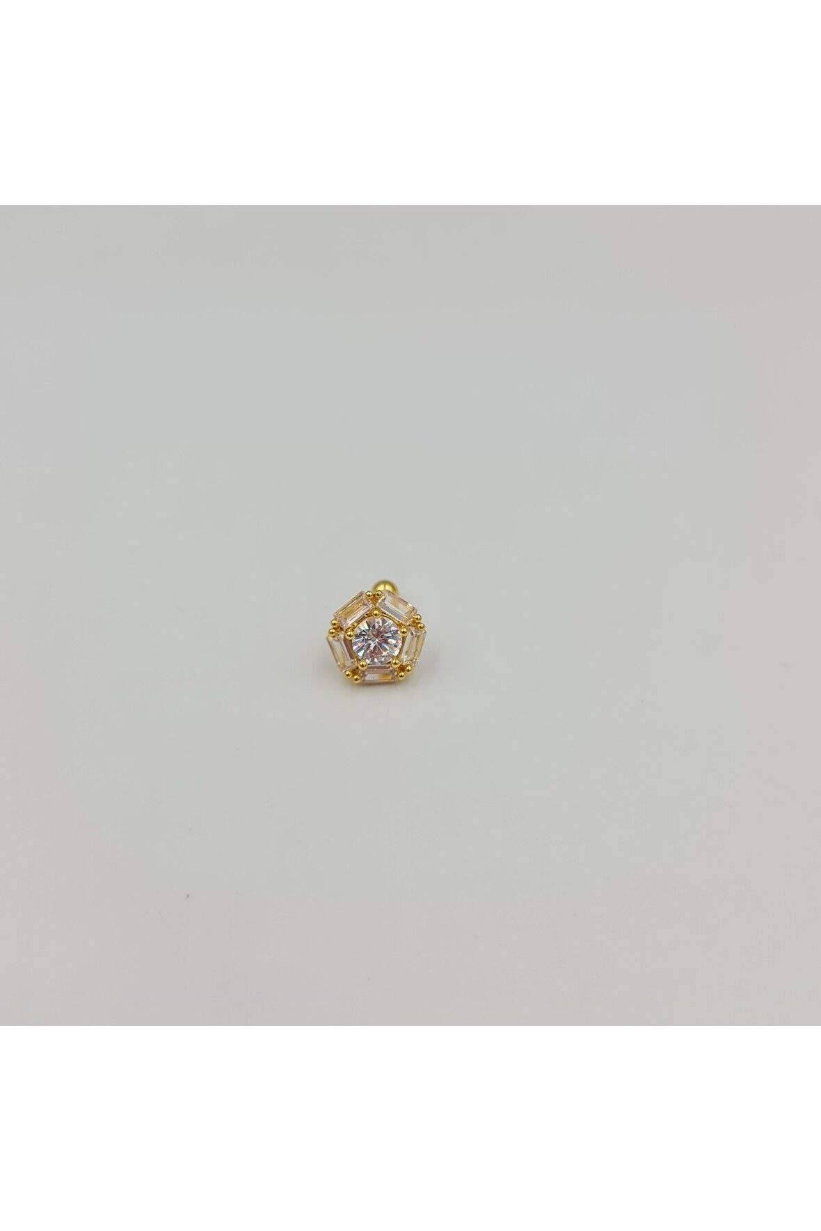 Cerrahi Çelik Gold Baget Taşlı Küpe Tragus Helix Kıkırdak Piercing