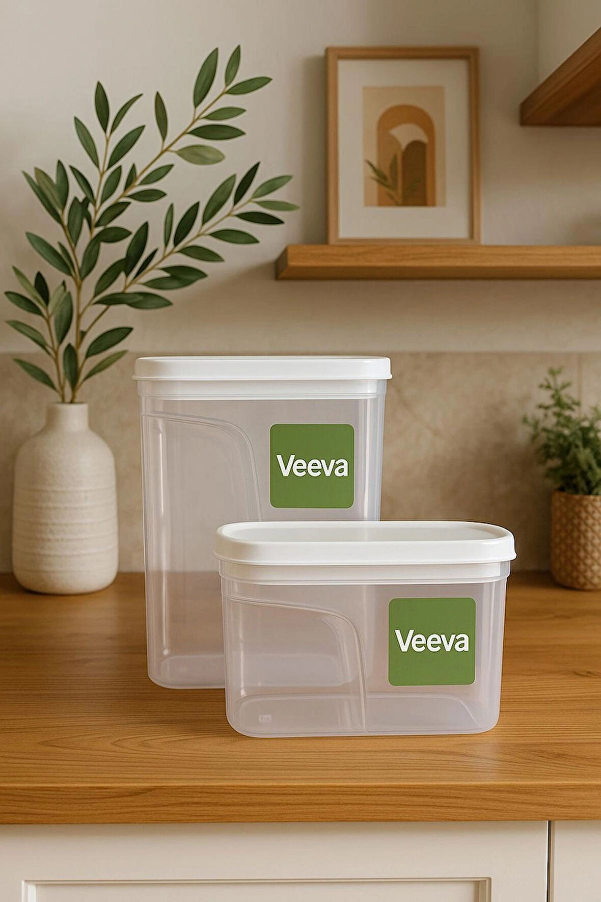 Veeva 2 Adet 4l'lik Mutfak Saklama Ve Düzenleme Kabı Erzak Kabı Seti-tahıl & Bakliyat Saklama Kabı-cereal box