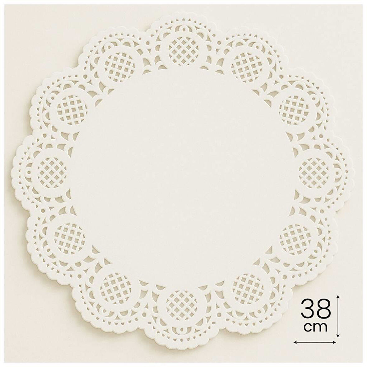 Dolphin Dantel Görünümlü Kağıt Tabak Altlığı - 38 Cm. - Beyaz Dantel Kağıt - 100 Adetlik Paket