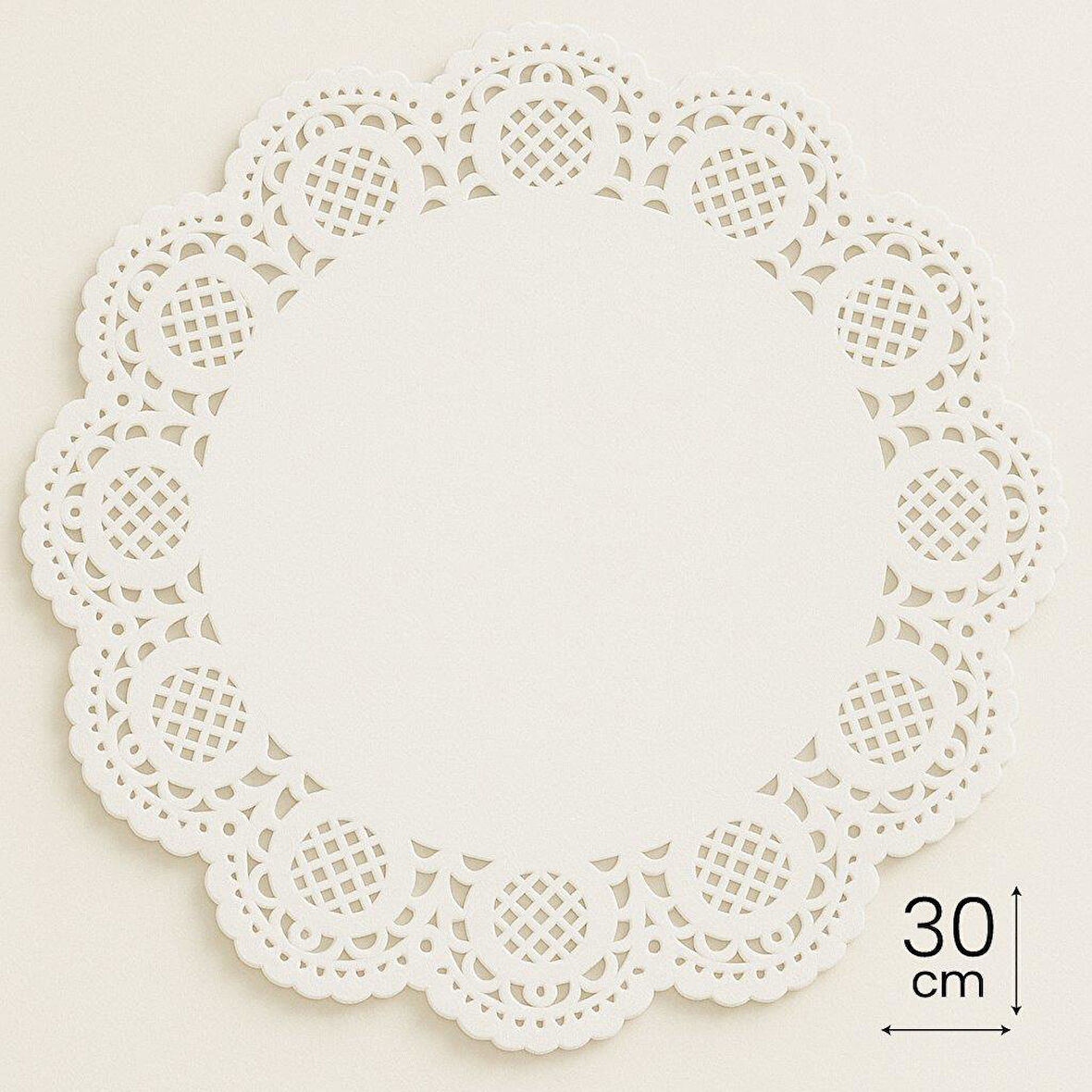 Dolphin Dantel Görünümlü Kağıt Tabak Altlığı - 30 Cm. - Beyaz Dantel Kağıt - 100 Adetlik Paket