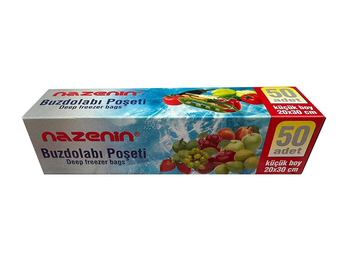 Nazenin Düz Kilitsiz Şeffaf Küçük Boy Buzdolabı Yemek Gıda Poşeti Torbası- 20x30 Cm. - 50'li Paket