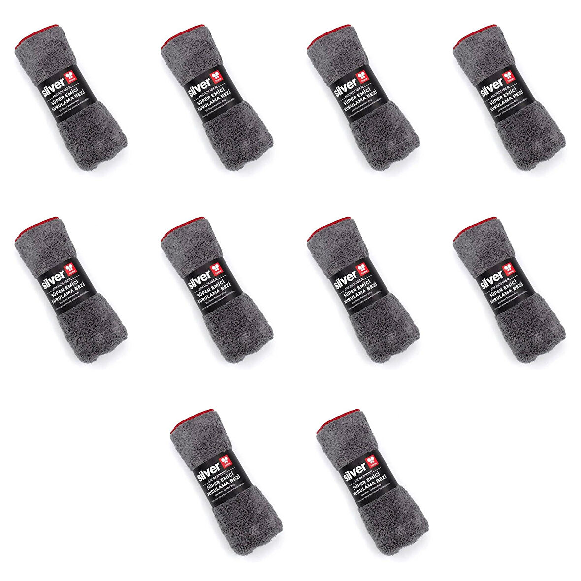 Silver Home Jumbo Mikrofiber Süper Emici Havlu Kurulama Temizlik Bezi - Gri - 50x70 Cm. - 10 Adet