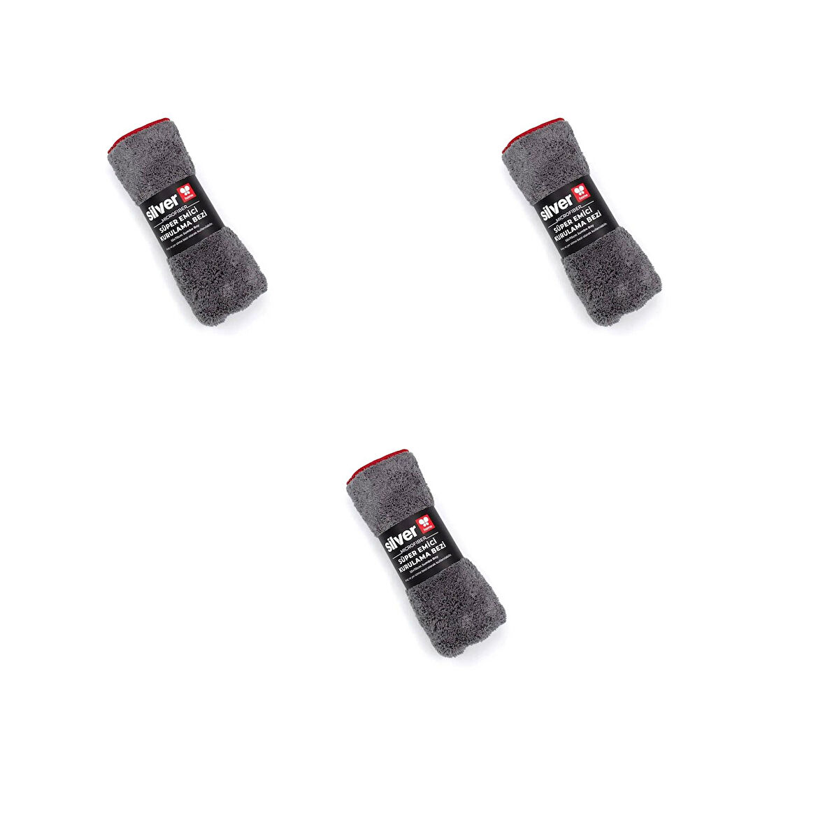 Silver Home Jumbo Mikrofiber Süper Emici Havlu Kurulama Temizlik Bezi - Gri - 50x70 Cm. - 3 Adet