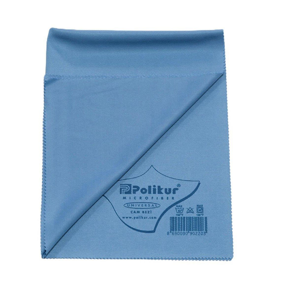 Polikur Mikrofiber Sık Dokulu Cam Temizlik Bezi - Mavi - 40x50 Cm. - 1 Adet