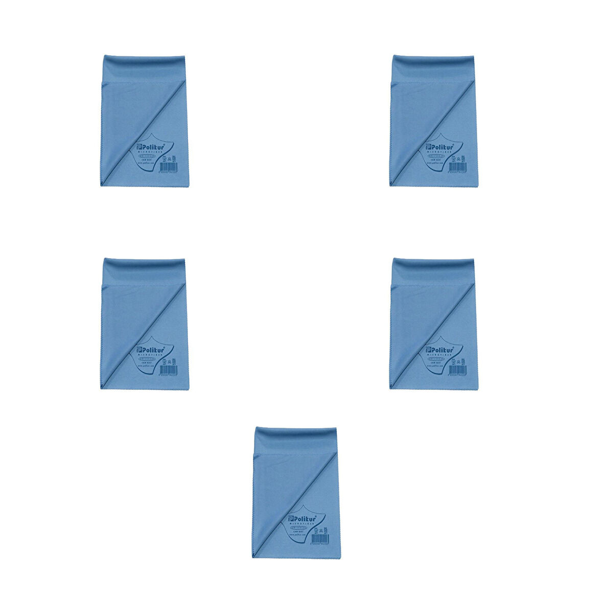Polikur Mikrofiber Sık Dokulu Cam Temizlik Bezi - Mavi - 40x50 Cm. - 5 Adet