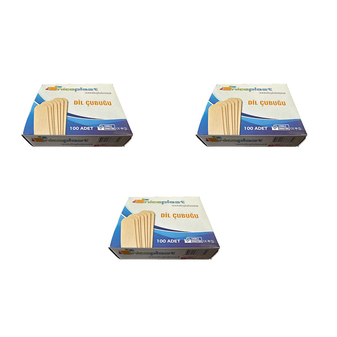 Niceplast Dil Çubuğu Ahşap Maket Çubukları 2 x 14 Cm. - 50 Adetlik 3 Paket