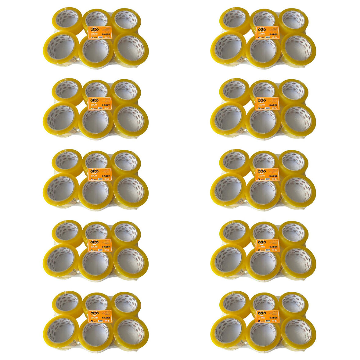 Otto Bant Şeffaf Koli Bandı Bantı / 45 mm x 100 Metre / 6 Adetlik 10 Paket