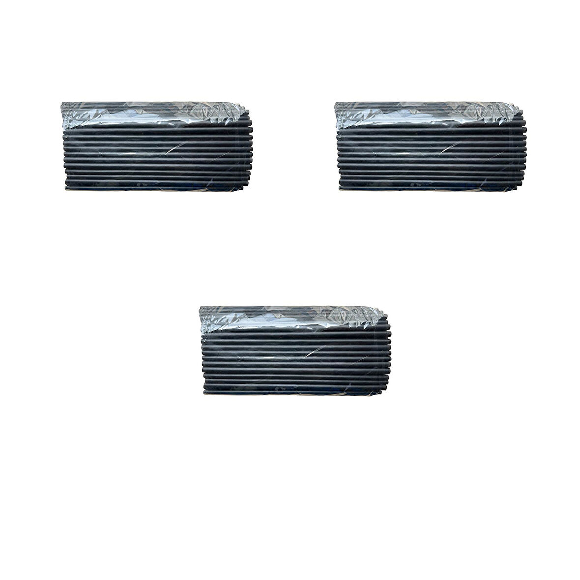 Dökme Kalın Kokteyl Buzlu İçecek Pipet - Düz - Siyah - 22 Cm. - 8 mm. -100 Adetlik 3 Paket