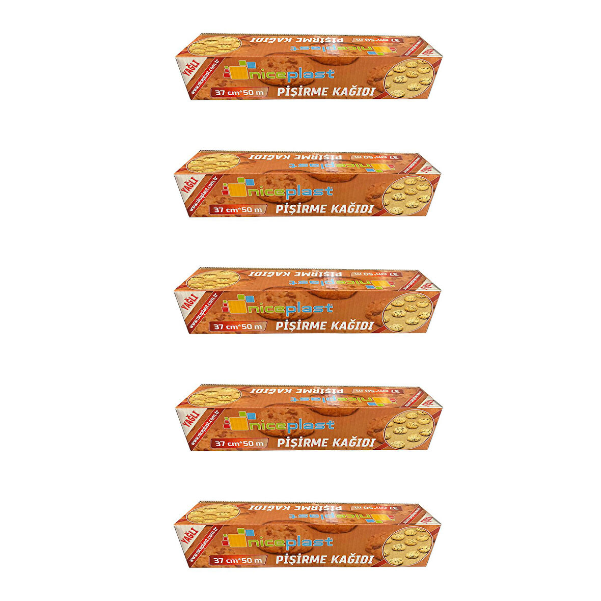 Niceplast Kesimsiz Yağlı Fırın Pişirme Kağıdı - 37 Cm. x 50 Metre - 5 Paket
