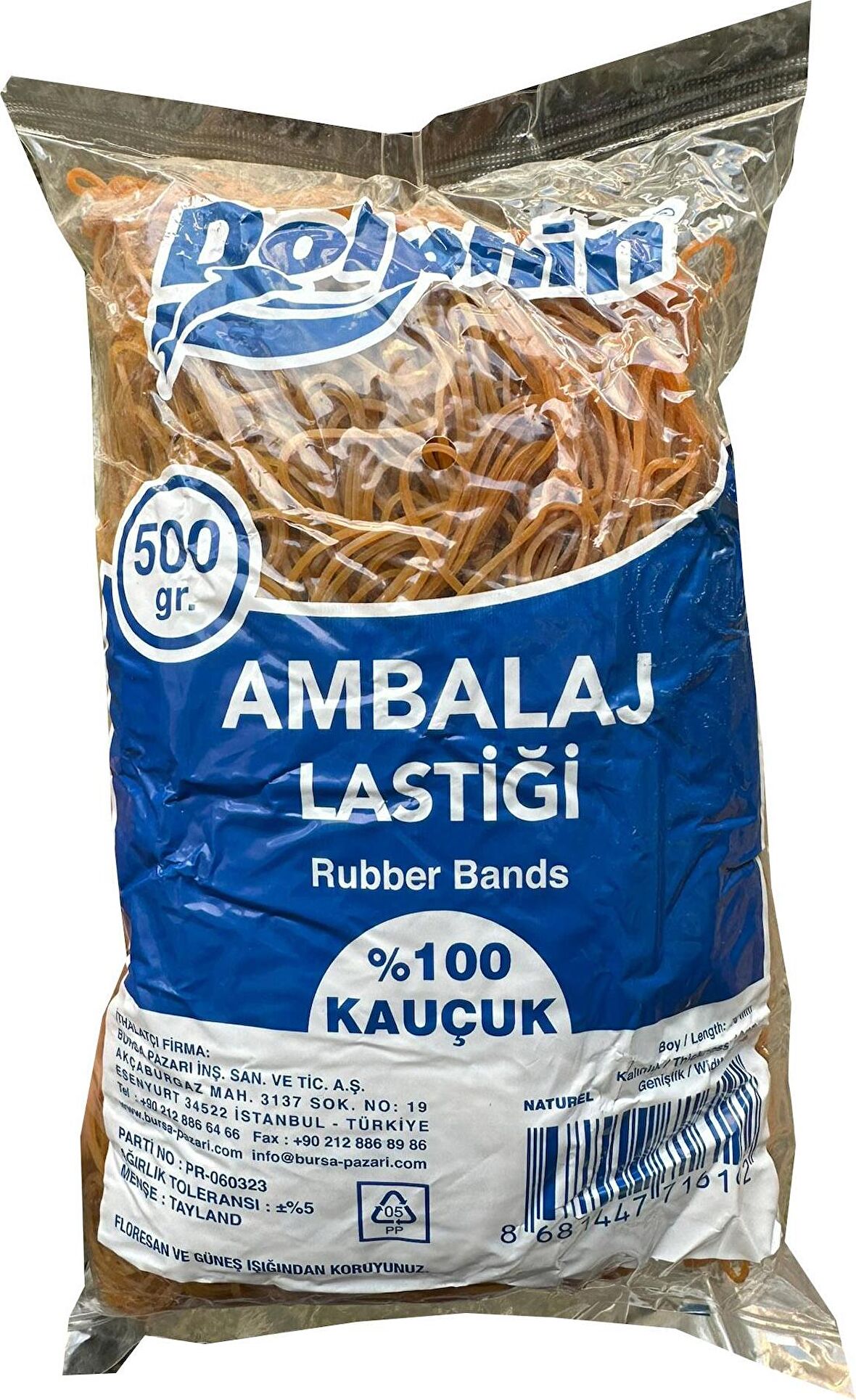 Dolphin Kauçuk Ambalaj Paketleme Lastiği - Çap : 70 mm. - 500 Gr. Paket