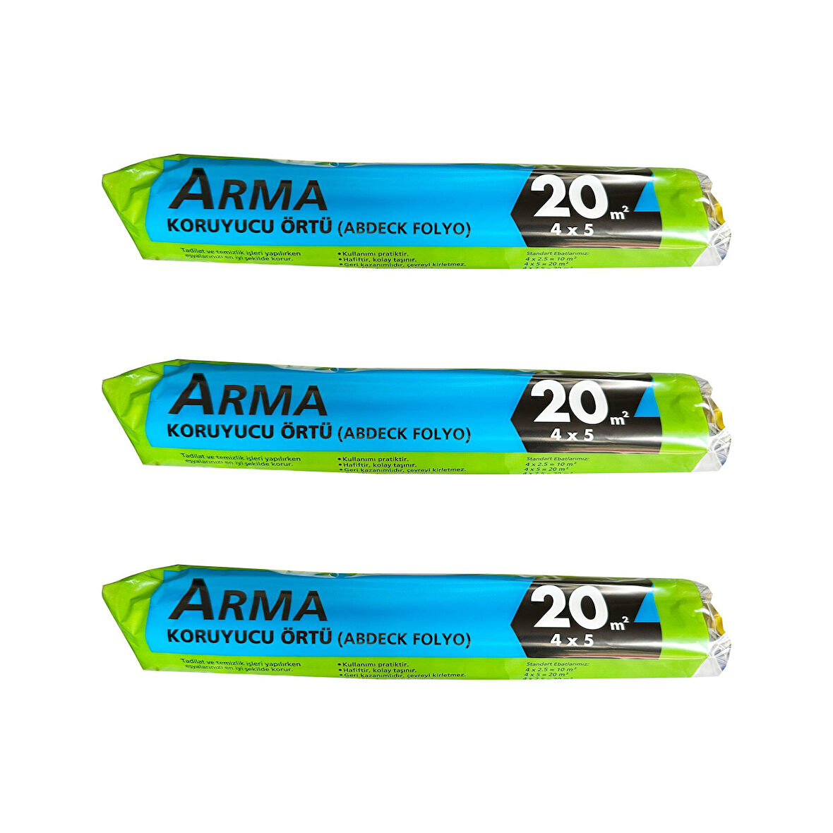 Arma Naylon Tadilat Boya Koruyucu Örtü Poşet Folyo - 4x5 Metre - 20 m2 - 3 Paket