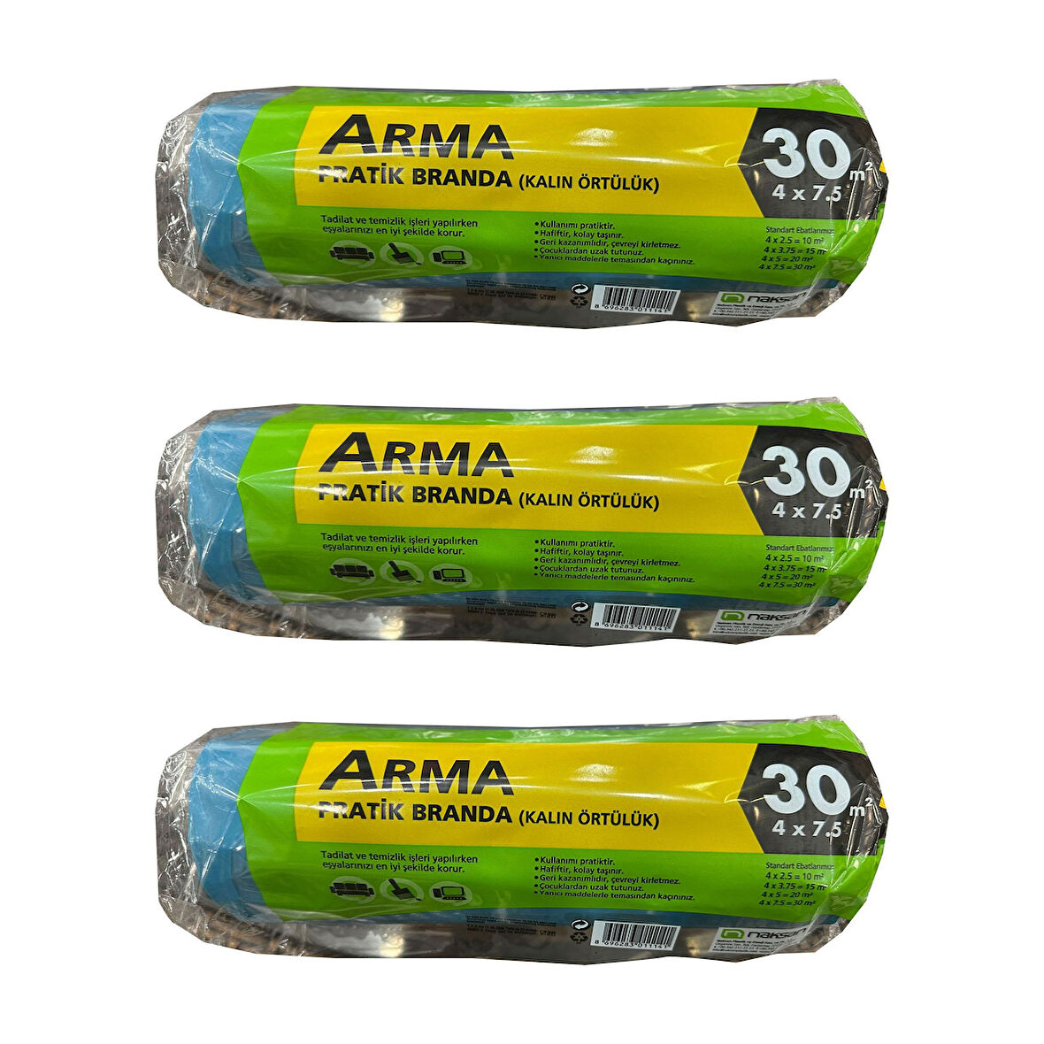 Arma Naylon Tadilat Boya Koruyucu Örtü Poşet Kalın Pratik Branda - 4x7.5 Metre - 30 m2 - 3 Paket