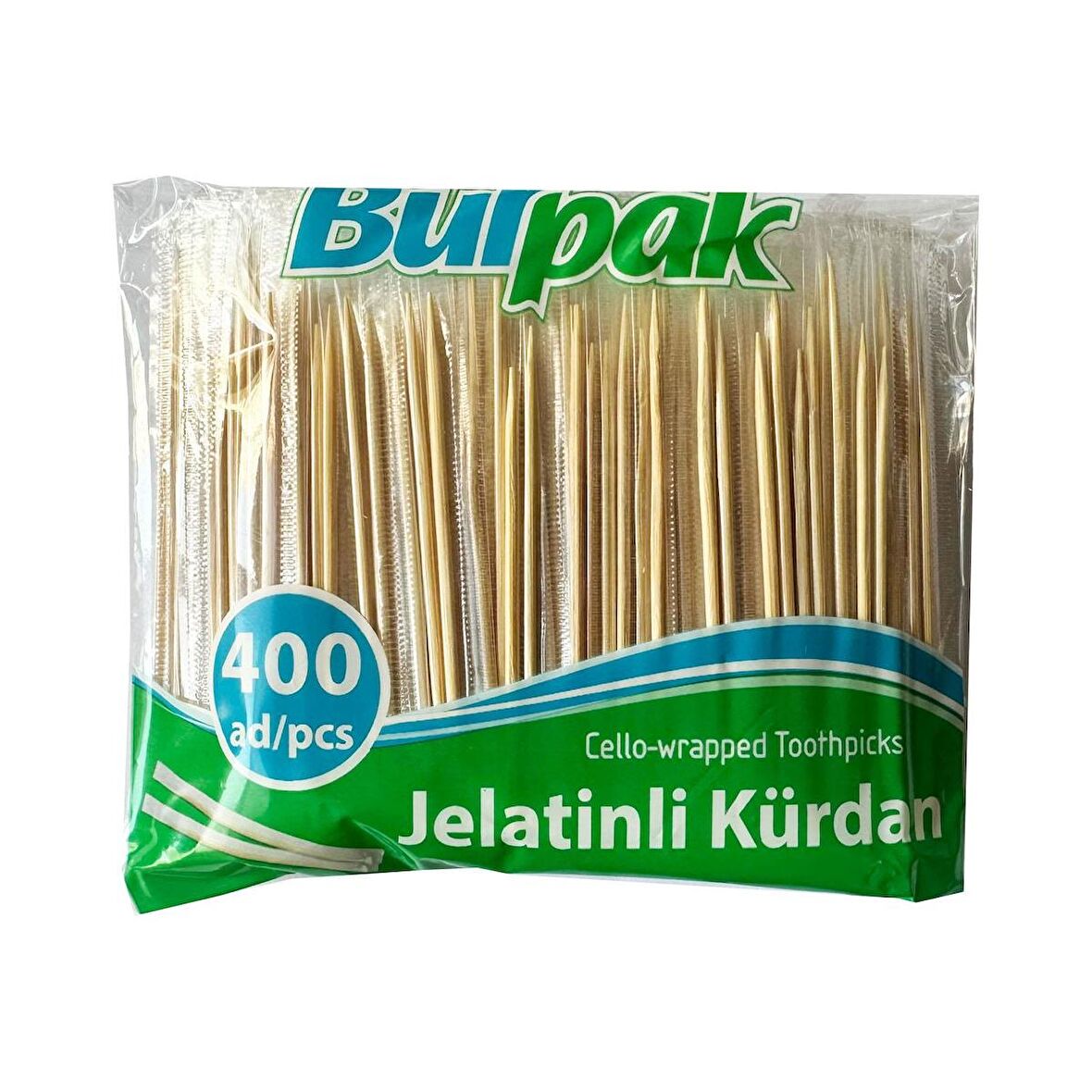 Burpak Jelatinli / Poşetli Ahşap Kürdan - 400 Adetlik Paket