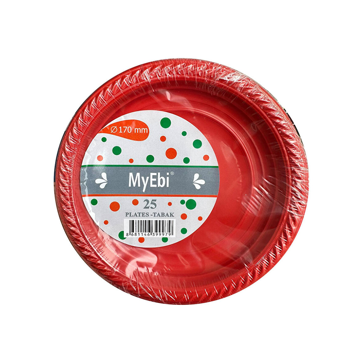 My-Ebi Kırmızı Renkli Parti Davet Plastik Tabak - 17 Cm. - 25 Adetlik Paket