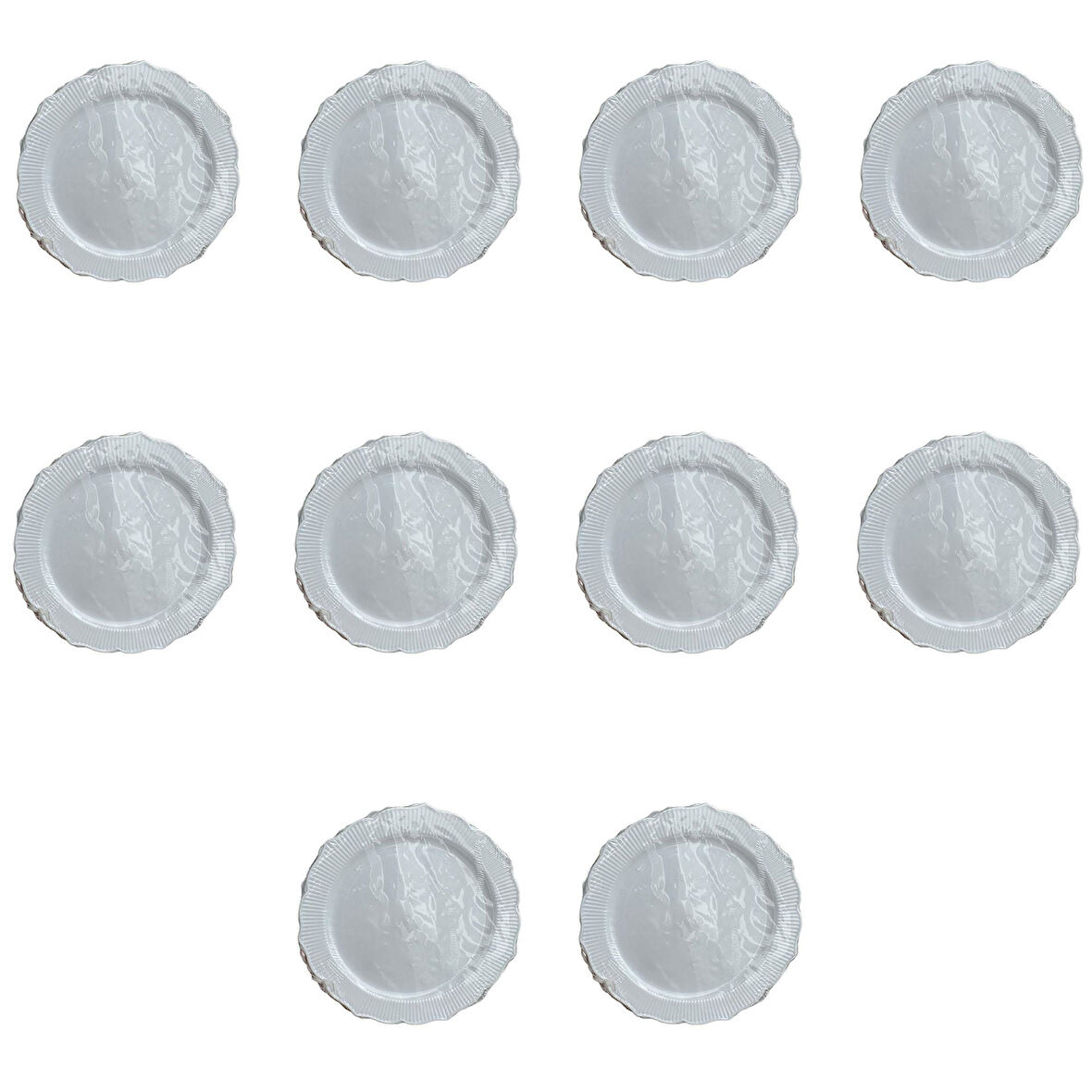 Parti Davet Piknik Doğum Günü Sert Plastik Mika Tabak - Beyaz - 18 Cm. - 6'lı 10 Paket