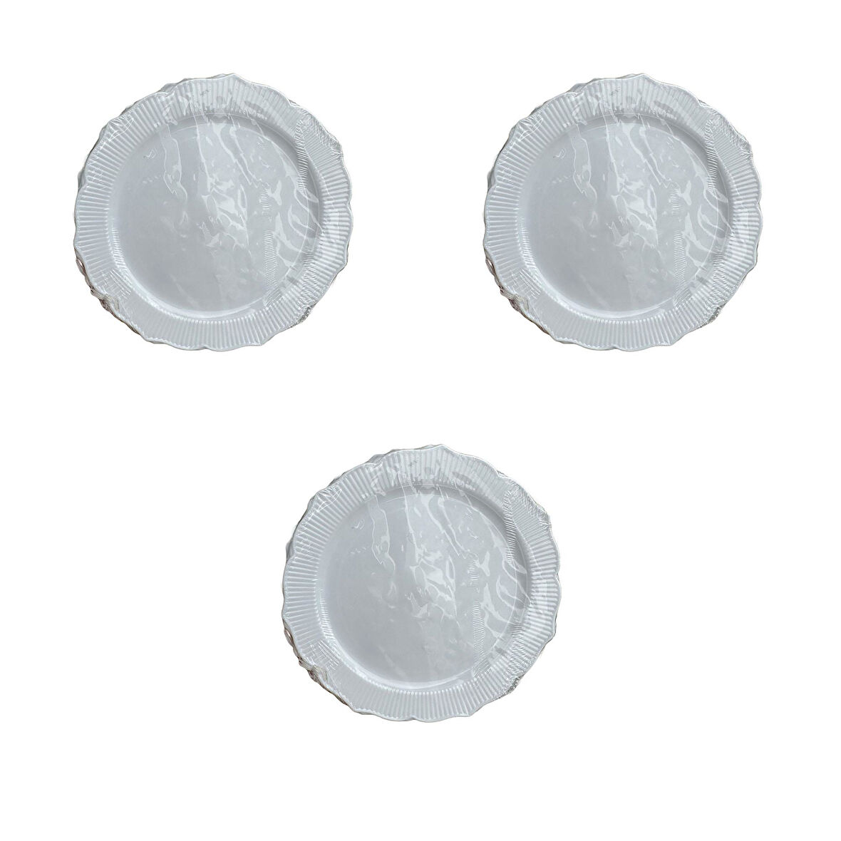 Parti Davet Piknik Doğum Günü Sert Plastik Mika Tabak - Beyaz - 18 Cm. - 6'lı 3 Paket