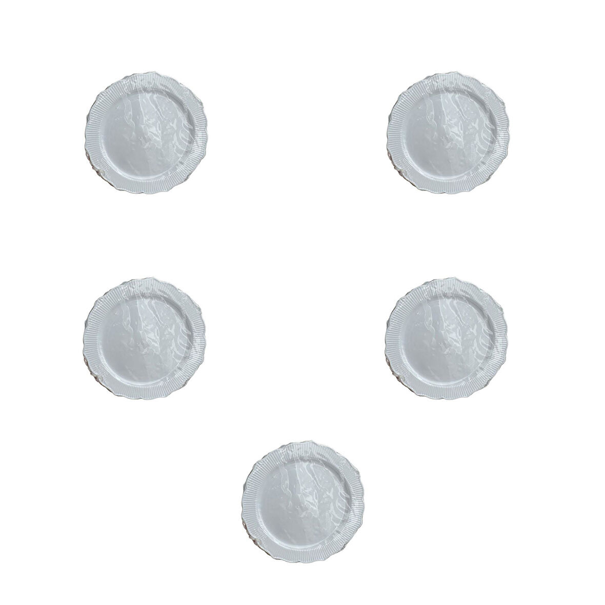 Parti Davet Piknik Doğum Günü Sert Plastik Mika Tabak - Beyaz - 18 Cm. - 6'lı 5 Paket