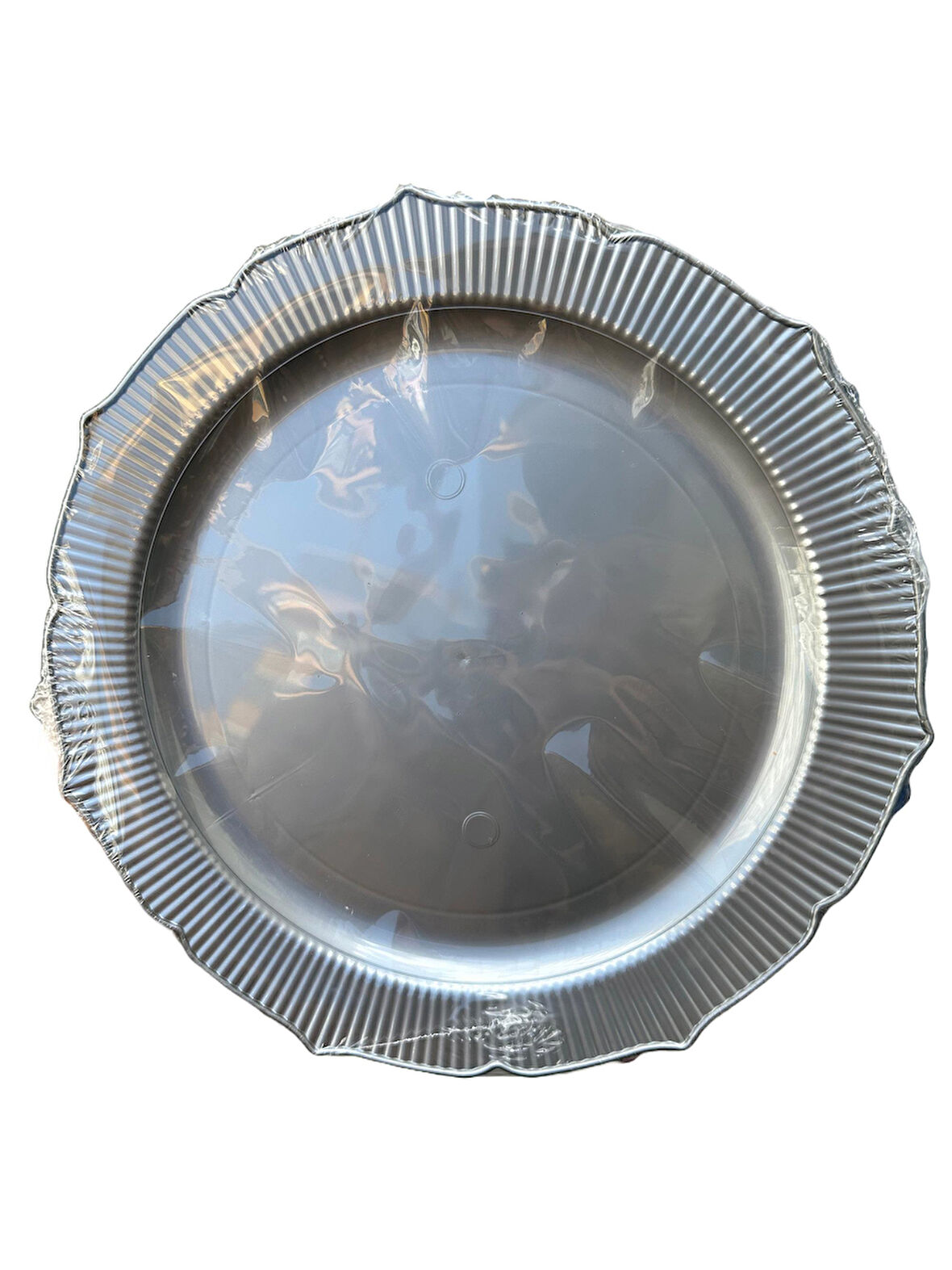 Omeyva Davet Parti Sunum Doğum Günü Gümüş Renkli Sert Plastik Mika Tabak - 22 Cm. -6 Adetlik 5 Paket