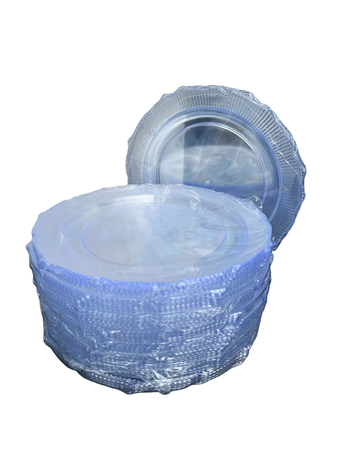 Omeyva Davet Parti Sunum Doğum Günü Şeffaf Sert Plastik Mika Tabak - 22 Cm. -6 Adetlik 10 Paket