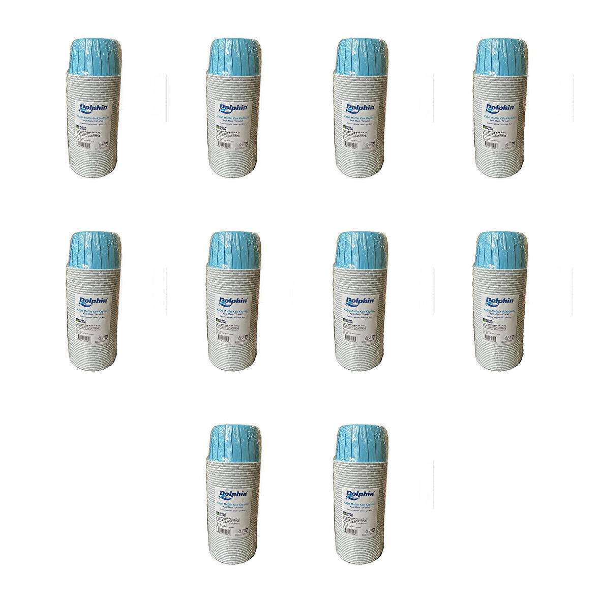 Dolphin Muffin Kağıt Karton Mavi Cupcake Kek Kalıbı Kapsülü Kabı - 50 Adetlik 10 Paket