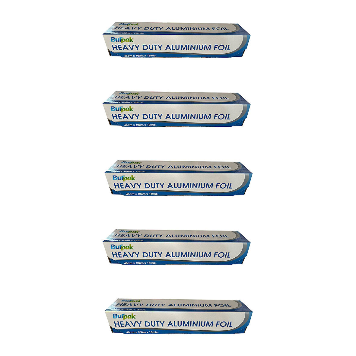 Burpak Heavy Duty Ağır Hizmet Tipi Alüminyum Folyo - 45 Cm. x 100 Metre - 18 Mikron - 5 Paket