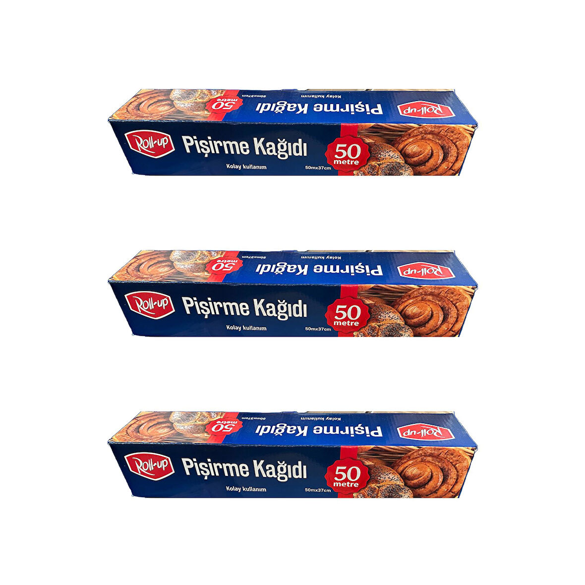 Roll-Up Beyaz Yağlı Fırın Tepsi Pişirme Kızartma Kağıdı - 37 Cm. x 50 Metre - 3 Adet
