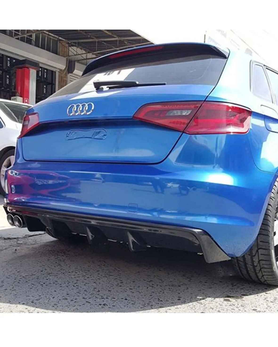 Audi A3 Difüzör 2012 2016 arası Uyumlu 8V Rieger St Sol Çiftli Çıkış P.Black