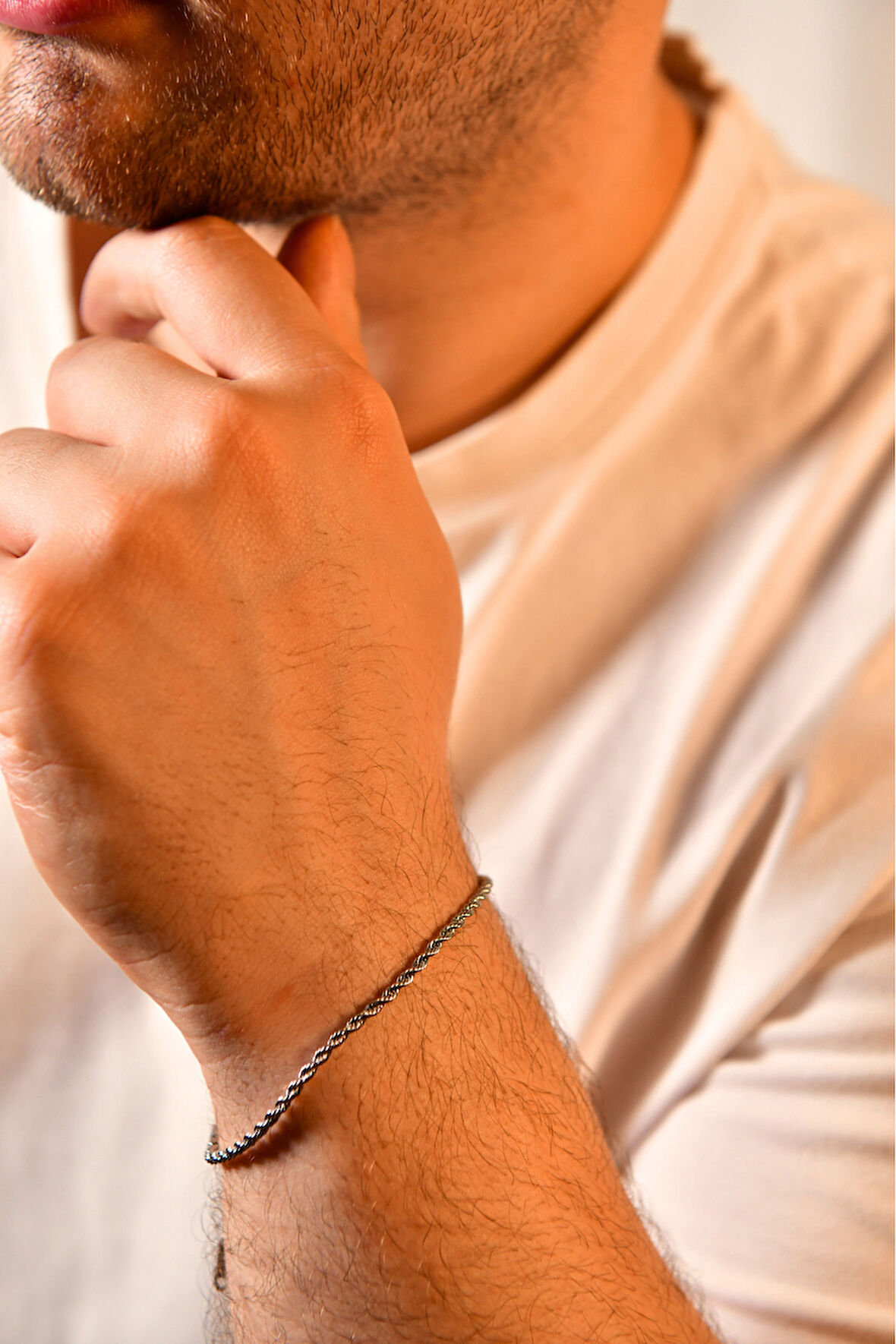 Burgu Model Unisex Çelik Zincir Bileklik 2 Mm