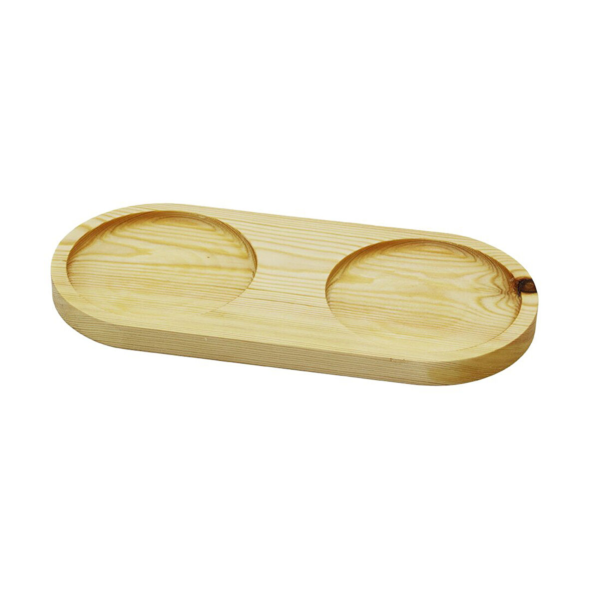 2 BÖLMELİ - OVAL   AÇIK RENK=SADE  AHŞAP YAĞDANLIK ALTLIK  27X12.5CM (4593)