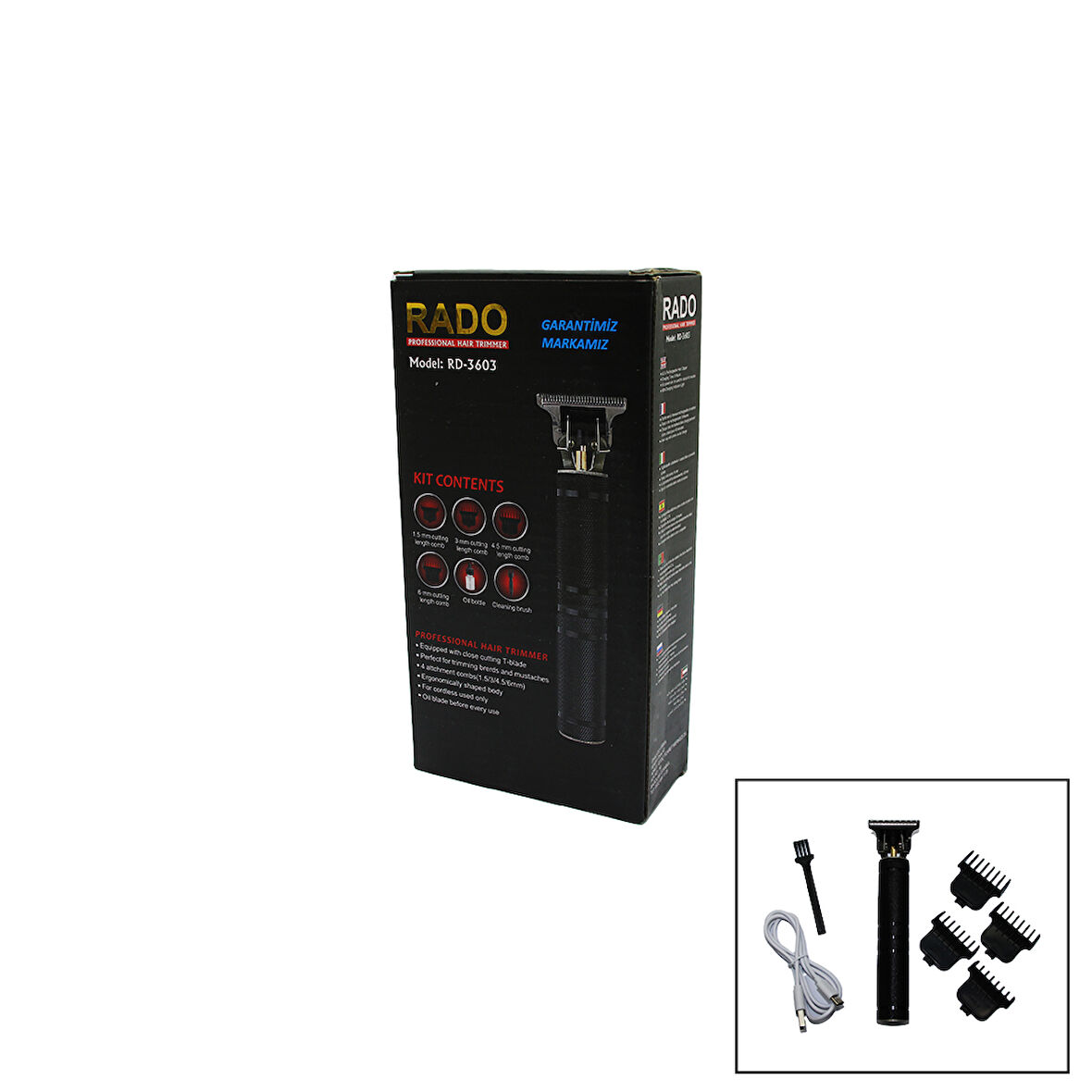 METAL KASA USB ŞARJLI SAÇ SAKAL TRAŞ MAKİNESİ RD-3603 (4593)