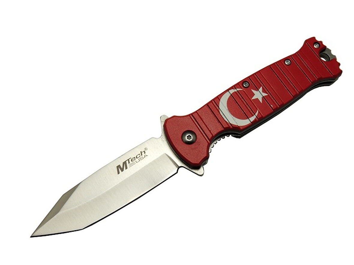 4-8-4 TC Kırmızı Kamp Çakı 21,5cm- Manuel, Ay Yıldız Desenli