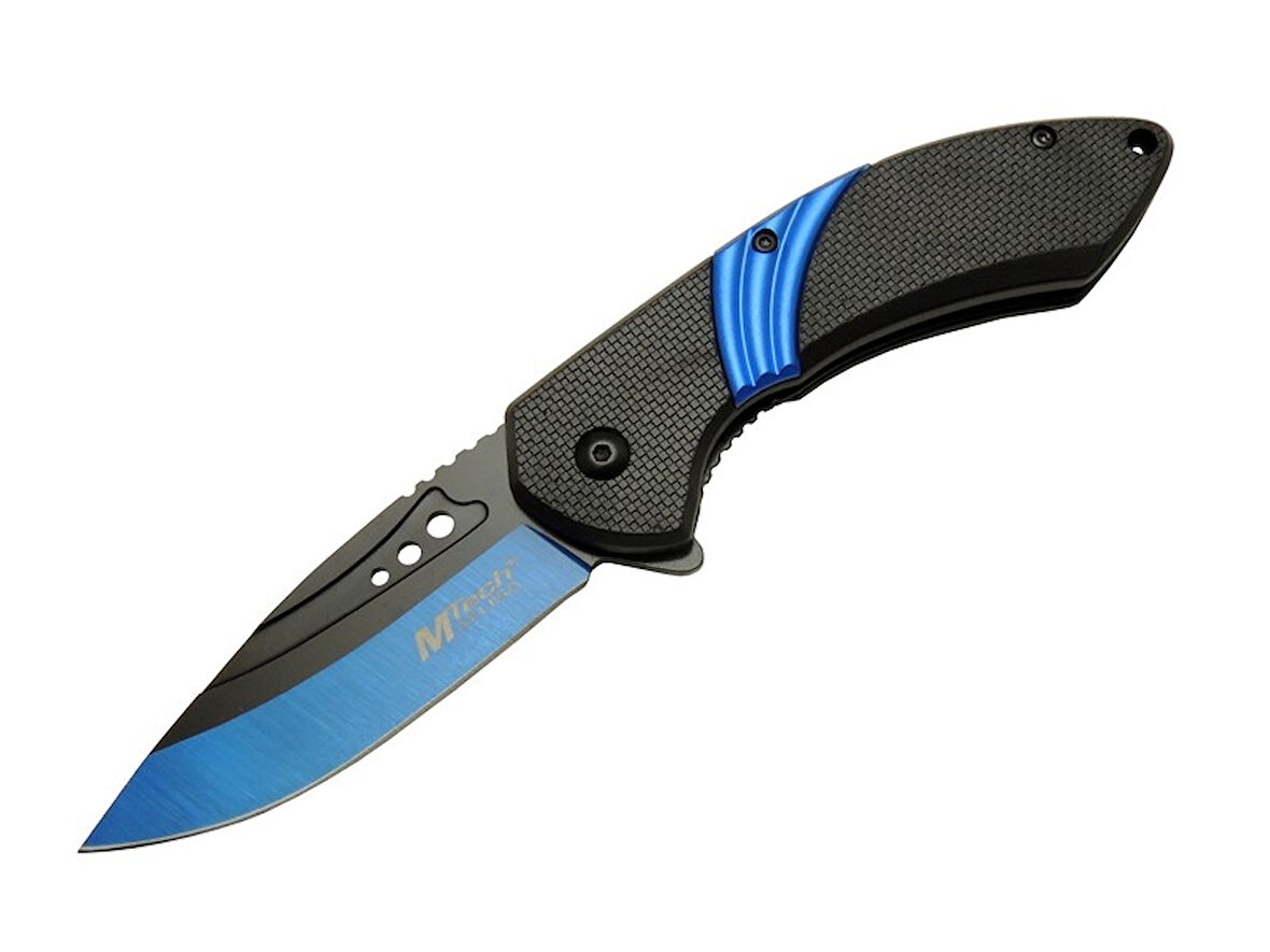 4213 Mavi Kamp Çakı 20cm- Yarı Otomatik, Oluklu