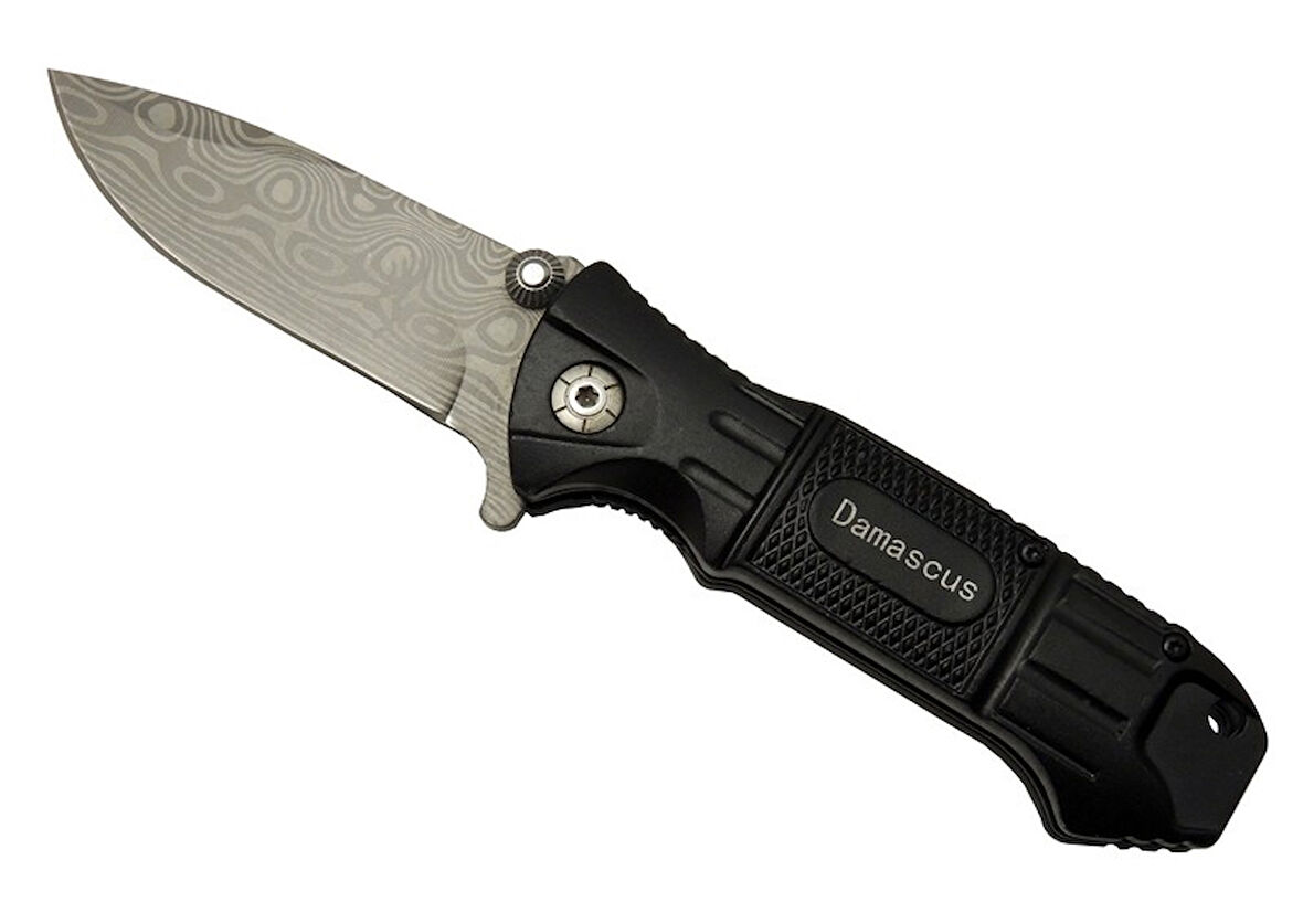2-8 Damascus Kamp Çakı 20cm - Yarı Otomatik