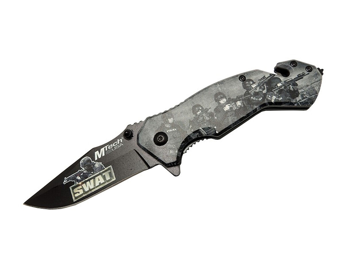 4 23 6 Swat Kurtarma / Kamp Çakı 20cm - Yarı Otomatik, Cam Kırma Ve İp Kesme Aparatlı