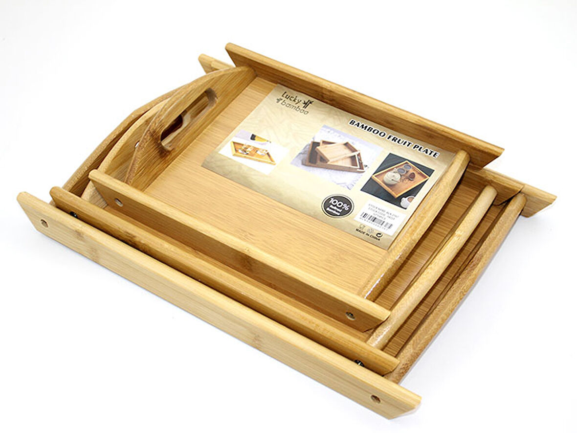 3'Lü Bambu Tepsi Model 2