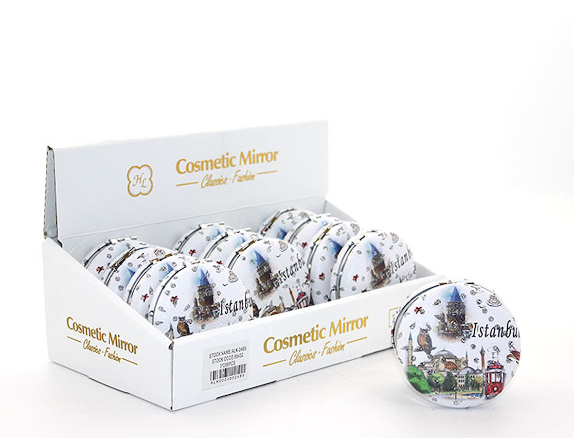 Taşlı İstanbul Tasarımı El Aynası Kalın Model 8