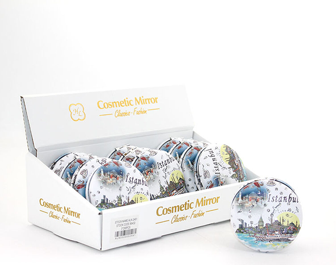 Taşlı İstanbul Tasarımı El Aynası Kalın Model 4