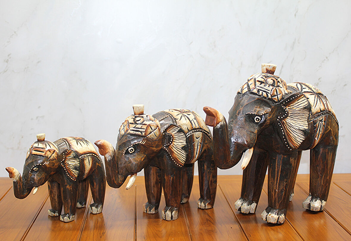 Ahşap 3'Lü Fil Seti