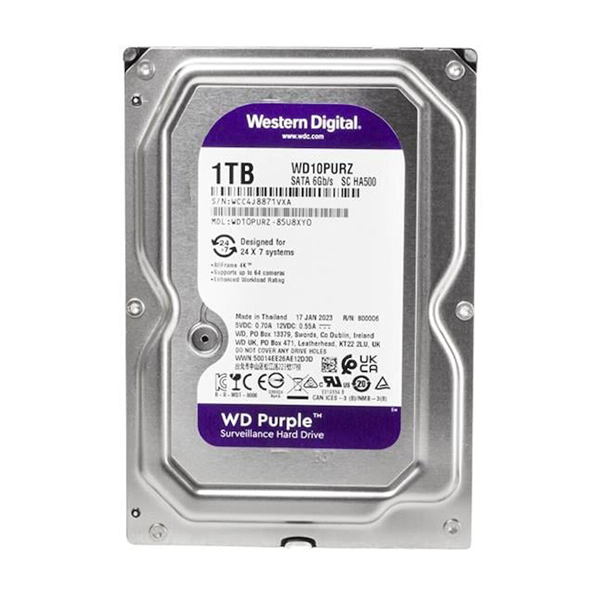 Western Digital Purple Wd10Purz 1 Tb Sata 6Gb/S 7-24 Güvenlik Harddisk