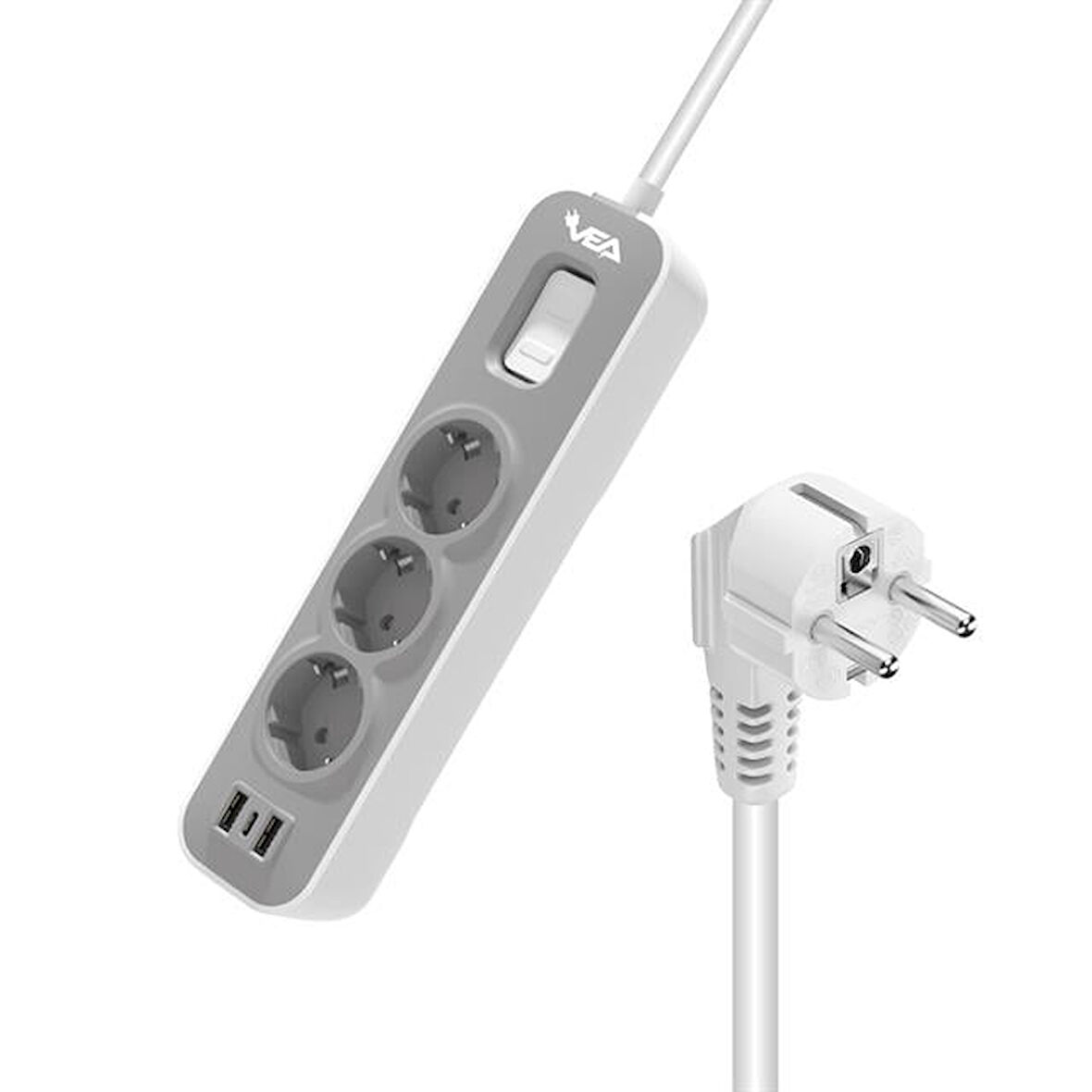 Vea Ve-Nova103U A Class 3'Lü 2 Usb'Li Anahtarlı 1.5 Metre Akım Korumalı Priz