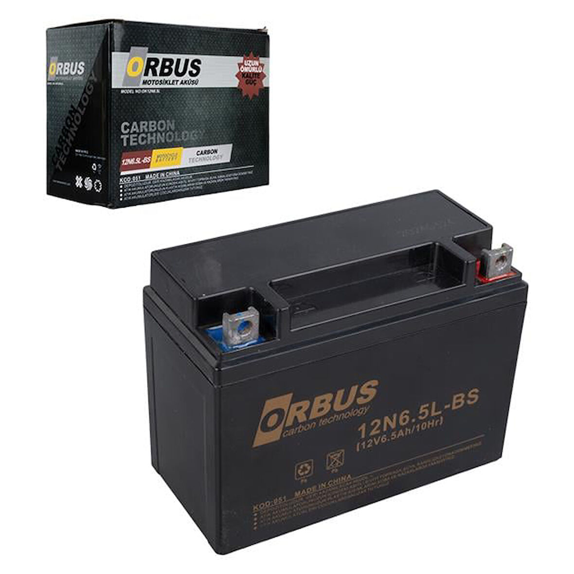 Orbus 12N6.5L-Bs 12V 6.5A Motosiklet Aküsü (139 X 66 X 100 Mm) (2.05Kg)