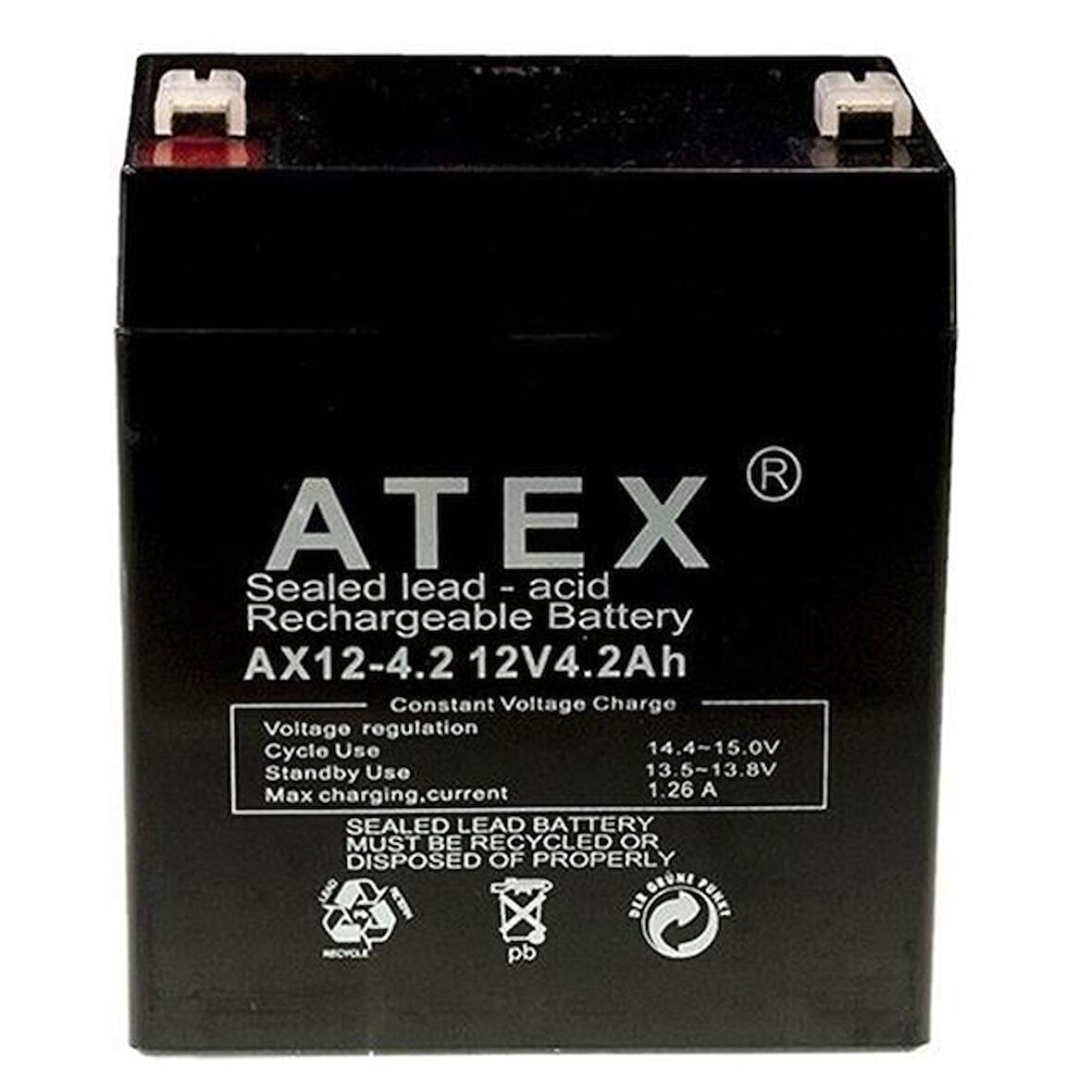 Atex Ax12-4.2 12 Volt 4.2 Amper Kuru Akü (90X70X101 Mm)