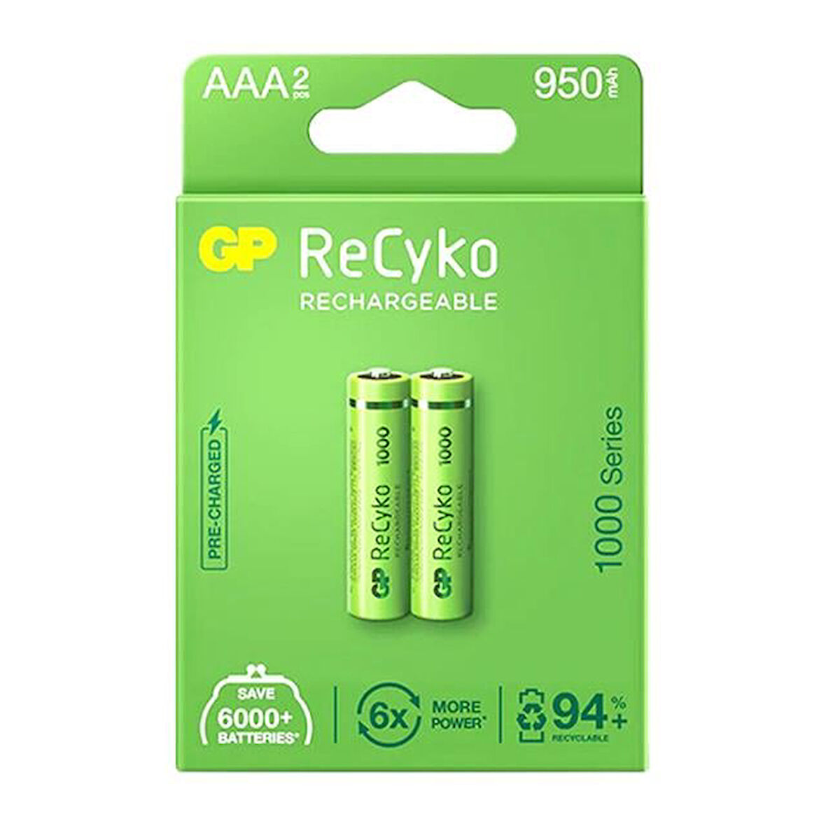 Gp Recyko 950 Mah R03 Aaa Şarjlı 2'Li Pil