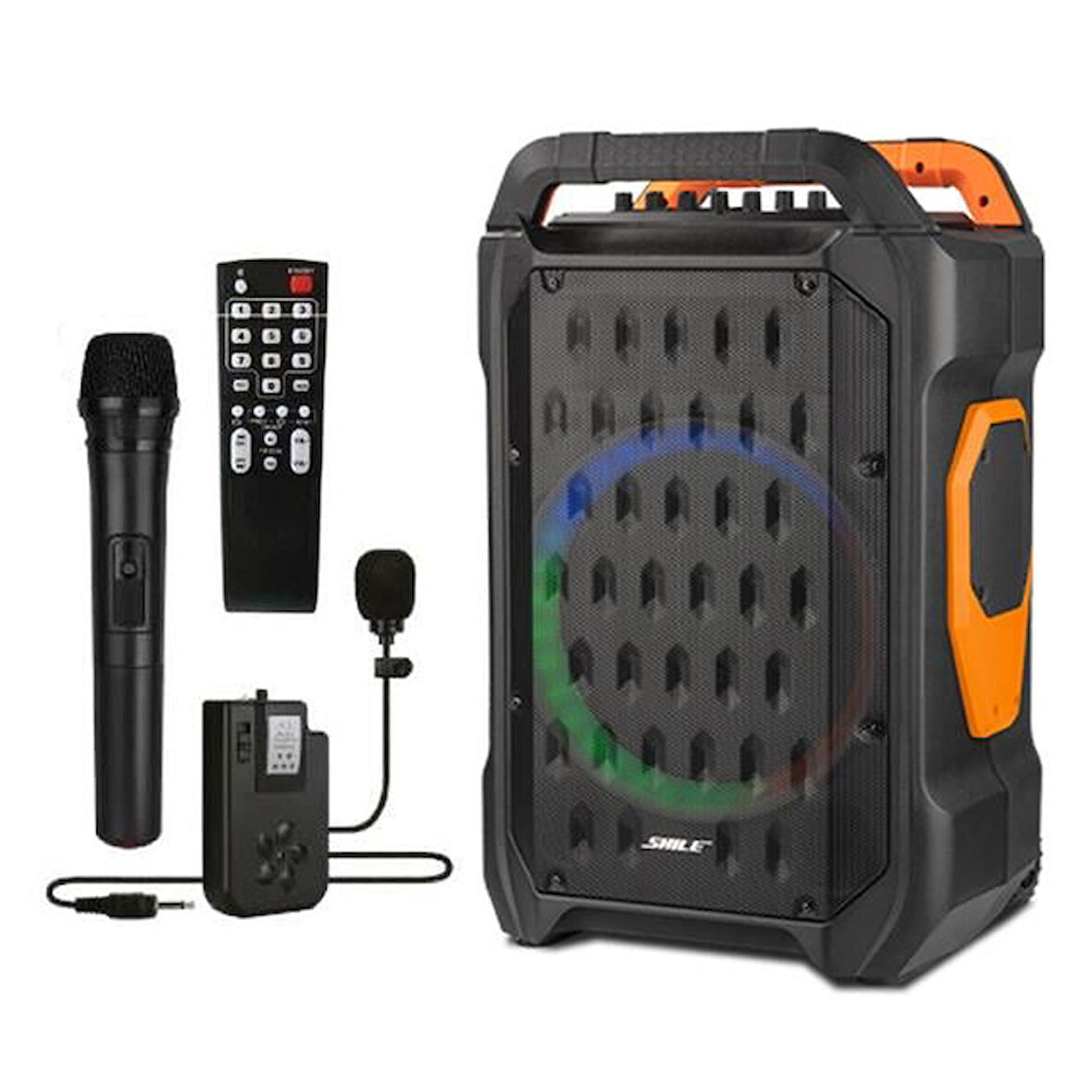 Shile Sl-10 120 Watt Taşınabilir Seyyar Amfi Hoparlör Kablosuz 1 El + 1 Yaka Mikrofonlu Kumandalı Us