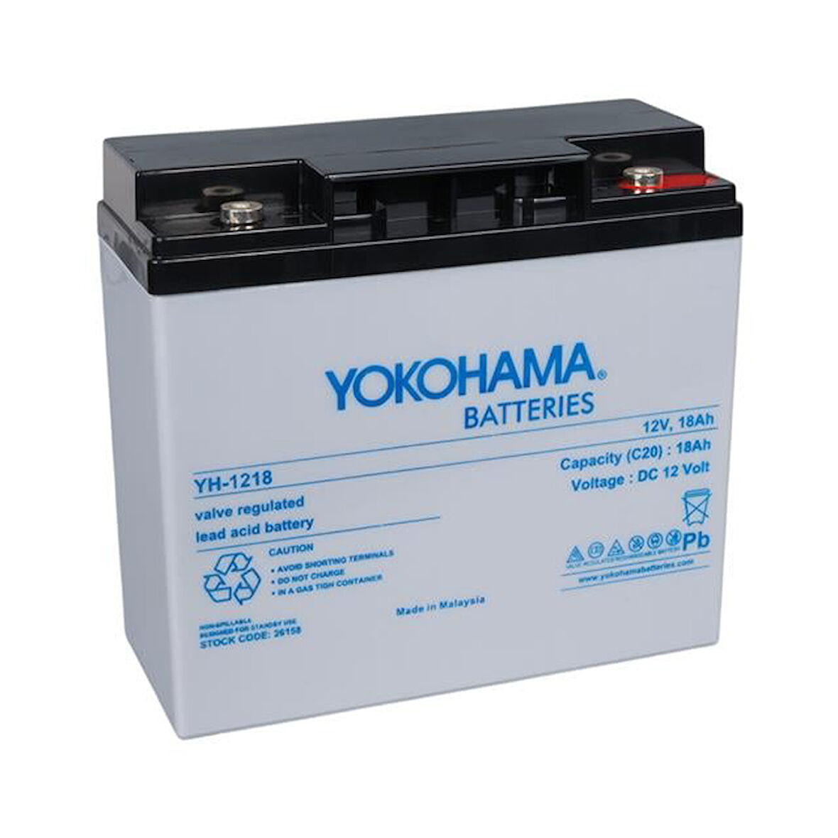Yokohama Yh-121.8 12 Volt - 18 Amper Akü (181X76X167 Mm)