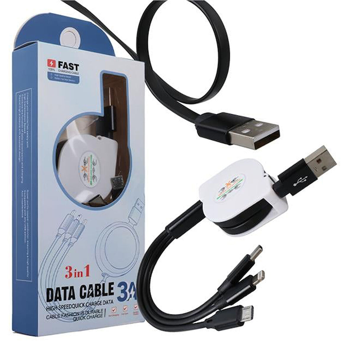 Pm-26346 3 In 1 Siyah Şarj Kablosu