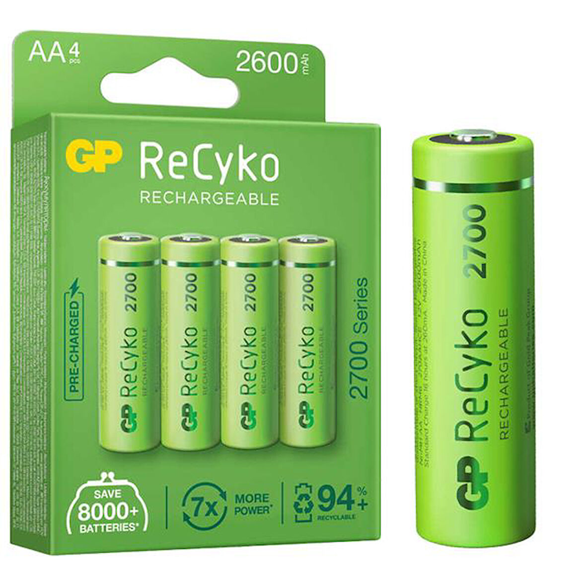 Gp Recyko Aa 2600 Mah Şarjlı 4'Lü Pil Gp270Aahce-2Eb4 (Gprhc272E001)
